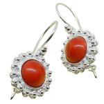 Coralli di Sardegna Orecchini Corallo Rosso 8mm Filigrana Sarda Pallini Argento Gancio Sicura