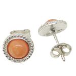 Coralli di Sardegna Earrings Pink Coral Cabochon 6 mm and Silver Filigree Delicate Side