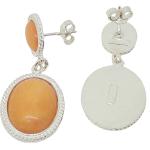 Coralli di Sardegna Earrings Pink Coral 2 Cabochon and Silver Filigree Delicate Side, 4 cm length