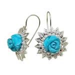 Coralli di Sardegna Turquoise Pink Earrings Silver Filigree Leaves Dots Monachella