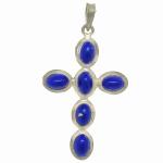 El Coral Ciondolo Lapislazuli 4x6mm. Croce in Argento