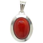 El Coral Pendant Red Coral Cabochon 10x14 mm and Silver side