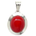 El Coral Pendant Red Coral Cabochon 10x12 mm and Silver side