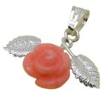 El Coral Pendant Pink Coral Big Rose and Silver