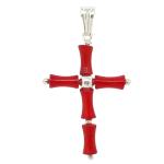 El Coral Pendant Cross Red Coral Regular Tubes