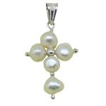 Coralli di Sardegna Pearl Pendant 5-6mm Cross Silver Length 33mm Weight 1.7g