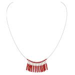 El Coral Collar Coral Rojo Bolitas Barritas Plateadas forma rectangular y Acero
