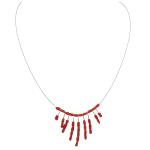 El Coral Collar Coral Rojo Tubitos Barrocos Barritas Plateadas forma triangular y Acero