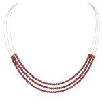 El Coral Collar Coral Rojo y Hematita Bolitas 3 Tiras con Acero