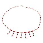 El Coral Necklace Red Coral Balls Silvered Sticks 7 Pendants