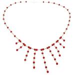 El Coral Collar Coral Rojo Bolitas Barritas Plateadas 9 Colgantes Escalados