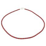 El Coral Collana Corallo Rosso e Ematite Pallini da 3mm. Lunghezza 45cm. Chiusura Argentata