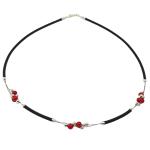 El Coral Necklace Red Coral and Silvered Balls x 3 motifs and Rubber