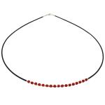 El Coral Necklace Red Coral Little Tubes, Silvered Balls and Thin Rubber