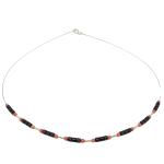 El Coral Collar Coral Rosa Bolitas Tubitos de Hematita y Acero