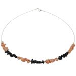 El Coral Necklace Pink Coral and Hematite Chips with Steel