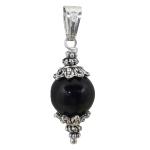 black agate pendant with silver