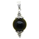 black agate pendant with silver