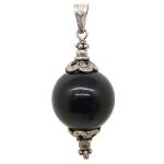 black agate pendant with silver