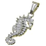 El Coral Pendant Silver Filigree Sea Horse 9x30mm