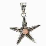 El Coral Pendant Pink Coral and Starfish Old Silvered Filigree 20 mm