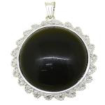 black agate pendant with silver