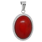 Coralli di Sardegna Ciondolo Corallo Rosso 13x18mm Filigrana Argento Bordo intrecciato