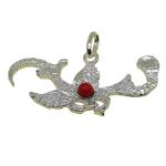 El Coral Pendant Red Coral and Silver, Ancient Sardinian Toothpick Shape