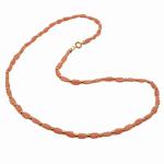 El Coral Collana in Corallo Rosa Tubetti Barocco 3x6mm. con Palline e Chiusura Dorati, lunghezza 48cm.