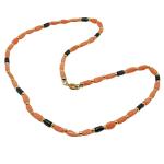 El Coral Pink Coral Necklace 3x5mm Hematite 3x5mm Golden Bowls and Closure