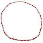 El Coral Necklace Red Coral Baroque Tubes and Turquoise Paste Balls