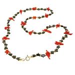 El Coral Collana Ematite Stelline 6mm. Corallo rosso Punte con Pallini e Chiusura Argentati