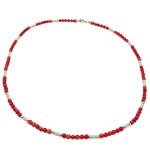 El Coral Collana Corallo Rosso e Turchese Pallini da 4mm. con Pallini e Chiusura Dorati Lunghezza 50cm.