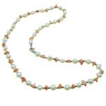 El Coral Necklace alternate White Pearls, Pink Coral Chips and Silvered Balls