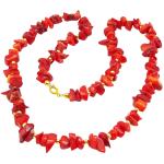 El Coral Collana Corallo Rosso Chips da 10mm. con Pallini e Chiusura Dorati Lunghezza 60cm. 