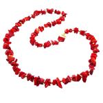 El Coral Collana Corallo Rosso Chips 10mm. Pallini e Chiusura Dorati Lunghezza 60cm.