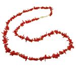 El Coral Collana Corallo Rosso Punte 6/10mm. Pallini e Chiusura Argentati Lunghezza 65cm.