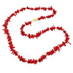 El Coral Collana Corallo Rosso Punte 6/10mm. Pallini e Chiusura Dorati Lunghezza 65cm.