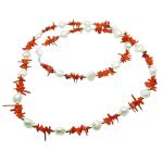 El Coral Collana Corallo Rosso Punte 1x10mm. e Perle 7/8mm. Pallini e Chiusura Argentati