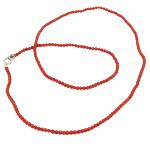 El Coral Collar Coral Rojo Bolas 2.5 mm, Longitud 50 cm y Cierre Plateado