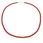 El Coral Collar Coral Rojo Bolas 3.5 mm, Longitud 42cm y Cierre Plateado