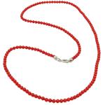 El Coral Collar Coral Rojo Bolas 3.5 mm, Longitud 50 cm y Cierre Plateado