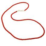 El Coral Collar Coral Rojo Bolas 3 mm, Longitud 42 cm y Cierre Plateado
