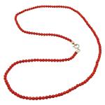 El Coral Collana Corallo Rosso Pallini da 3mm. Lunghezza 50cm. Chiusura Argentata 