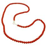 El Coral Collar Coral Rojo Bolas 4,5mm, Longitud 53 cm y Cierre Plateado