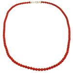 El Coral Collar Coral Rojo Bolas 4 mm, Longitud 42 cm y Cierre Plateado