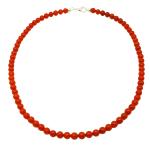 El Coral Collar Coral Rojo Bolas 5.5 mm, Longitud 42 cm y Cierre Plateado