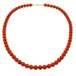 El Coral Collar Coral Rojo Bolas 6.5 mm, Longitud 53 cm y Cierre Plateado