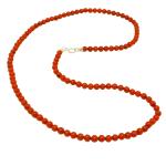 El Coral Collar Coral Rojo Bolas 5 mm, Longitud 53 cm y Cierre Plateado