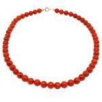 El Coral Collar Coral Rojo Bolas 7.5 mm, Longitud 42 cm y Cierre Plateado